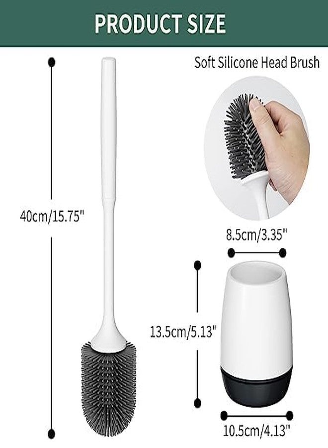 TONSYL 2 Pack Silicone Toilet Brush,Homemod Toilet Bowl Brush and Holder Set with Ventilated Holder,Toilet Cleaner Brush for Bathroom,Floor Standing & Wall Mounted Toilet Scrubber Without Drilling - Image 2